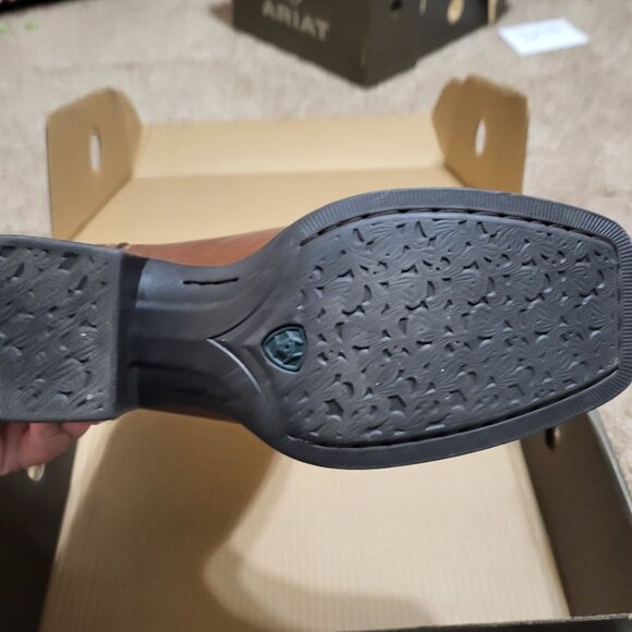 Women Ariat Round Up Wide Square Toe Beduino Brown Turquoise Floral Embossed 9.5 - Picture 4 of 15